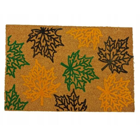 Paillasson d'entrée en coco 40 x 60 cm, feuilles (1/3)