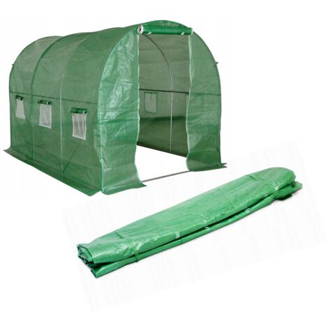Film de serre 300 x 200 x 200 cm – Feuille verte résistante aux intempéries – 6 fenêtres avec moustiquaires – Isolation optimale pour cultures
