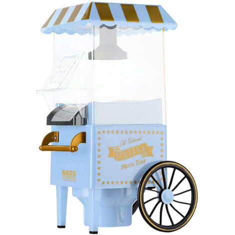 Machine à pop-corn sur chariot rétro 1200W – Capacité 50-60g – Préparation rapide en 2-3 minutes – Pop-corn sans matières grasses