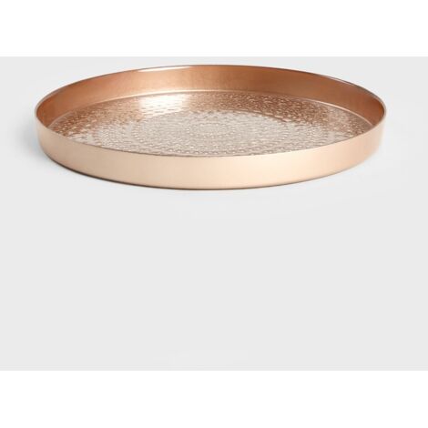 Feyarl Plateau à bijoux rond en verre doré avec miroir pour parfums, bijoux, cosmétiques, décoration, style vintage
