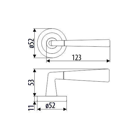 Poignée de porte DH81, Erni, Basic Line, plaque ronde, nickel brossé (1/3)