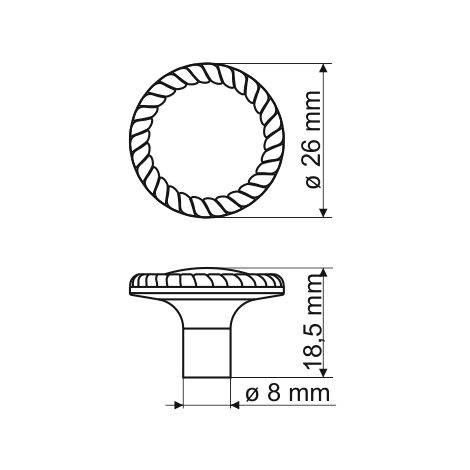 Bouton GR33, patine sur laiton (1/2)