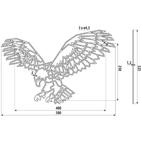 Décoration AD51, EAGLE, structurel noir, 500 mm (1/3)