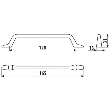 Manche UU57, graphite structuré, 128 mm (1/2)
