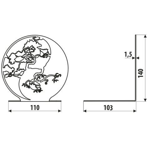 Support AD208, YIN-YANG, noir structuré (1/4)