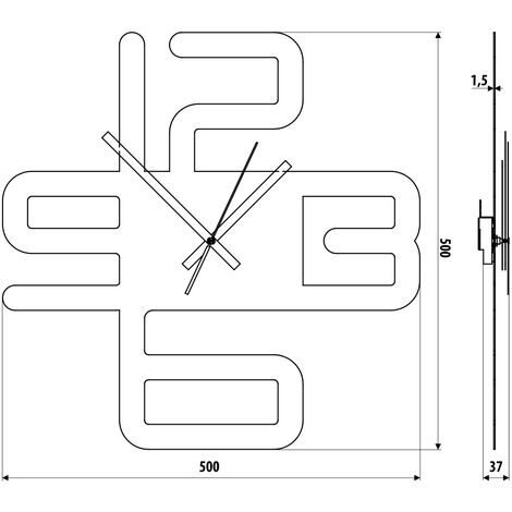 Horloge murale moderne AD210 - Structure noire minimaliste (1/3)