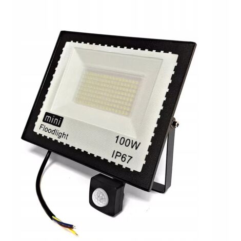 Projecteur halogène LED 100W avec détecteur de mouvement – Luminosité 9000 lm – IP65 étanche – Pour façades et espaces extérieurs