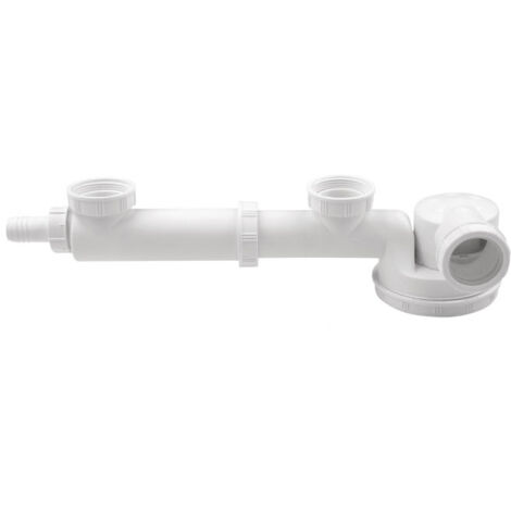 Wirquin – Siphon évier double bac 95 mm – Siphon extra-plat avec garde d'eau 50 mm – Prise pour lave-vaisselle – Sortie orientable ø40 mm