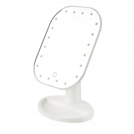 MIROIR DE MAQUILLAGE COSMÉTIQUE ÉCLAIRÉ 20 LED ROTATIF BLANC (1/5)