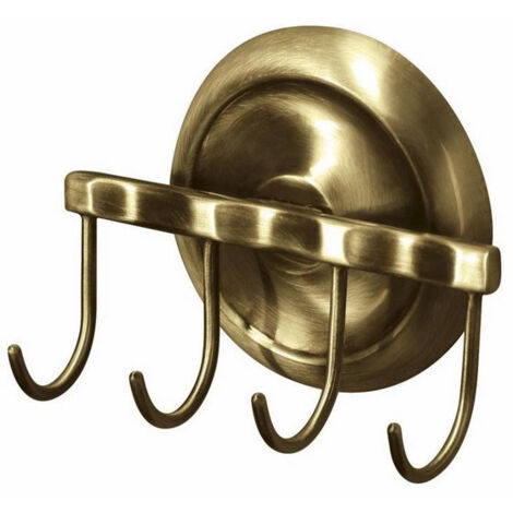 Porte-manteau quadruple Deco, laiton antique (1/2)