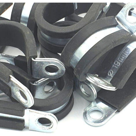 10pcs x 19mm câble p-clips revêtus de caoutchouc tuyau en acier p colliers