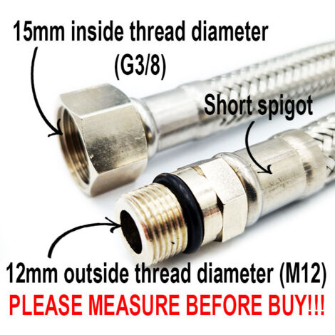 Tuyau flexible tressé en acier 3/8"xM12, longueur 100 cm (1/4)