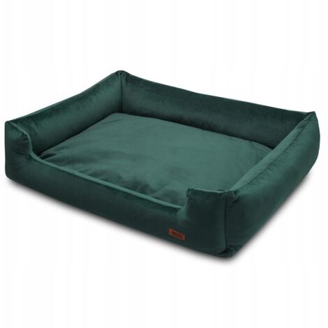 Grand panier pour chien en velours vert premium HUGGY DOGGY XXL (1/5)