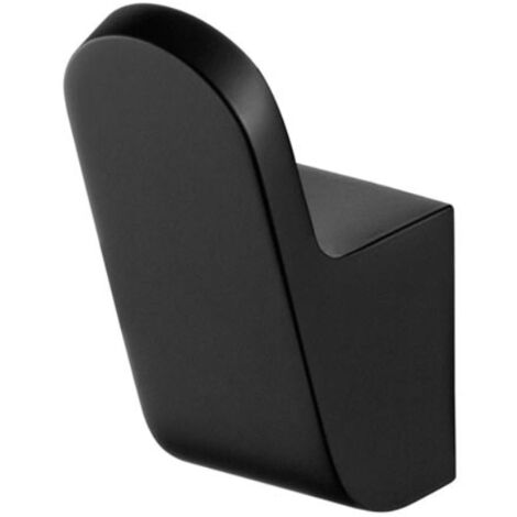 Patère murale noire pour salle de bain – Fixation murale avec vis – Zamak enduit de poudre – Dimensions 25x40x60mm – Bisk