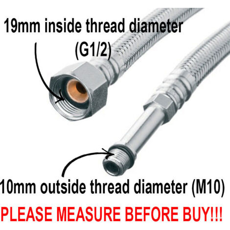 Tuyau flexible tressé en acier 1/2"xM10, longueur 60 cm (1/3)