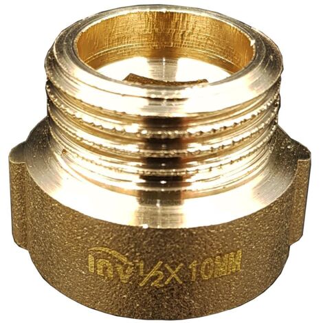 10mm de long 1/2" (15mm) Tuyau Enfilez Extension Femme Homme x Fonte Laiton (1/4)