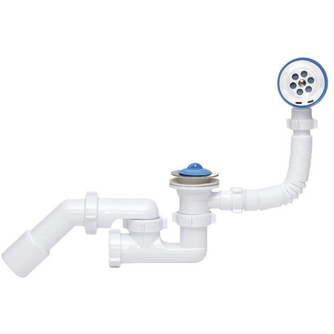 Siphon de baignoire avec crépine et bouchon en métal (1/2)