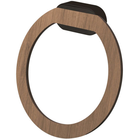 Noir Mat/Marron Anneau Porte-Serviette Ovale Salle de Bain Mural Accessoire (1/2)