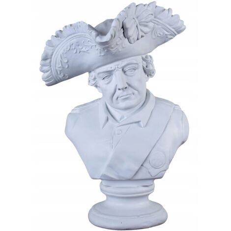 Buste Frédéric Le Grand – Statue Roi De Prusse, Polyrésine Blanche 31 Cm
