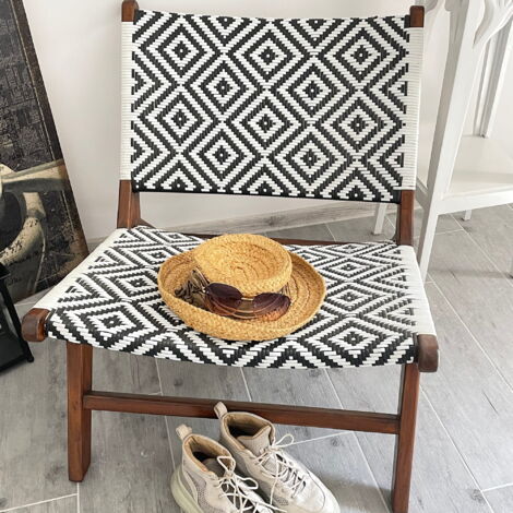 Super Look Rétro ! Sac à Dos Unisexe Bohème Géométrique Noir Et Blanc Avec Finitions En Simili Cuir
