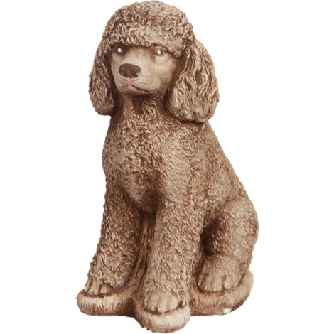 Élégante figurine de jardin en béton marron représentant un caniche (1/5)