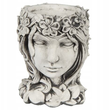 Pot De Fleurs Décoratif En Résine - Visage De Fille - Pour Intérieur/Extérieur, Bureau, Jardin - 13x14x13 Cm - 10