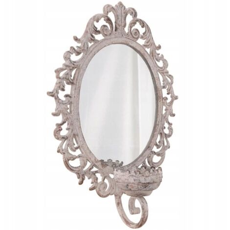 Miroir Mural Vintage Art Nouveau En Laiton Doré - Sculpture Dame Au Bord Du Lac, 29x23cm