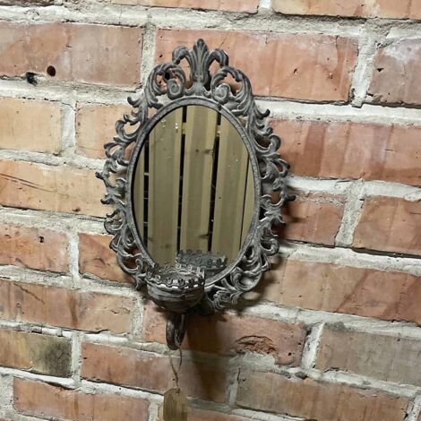 Miroir Mural Baroque Avec Console 50x76 Cm Or/argent - Neuf - Style Antique