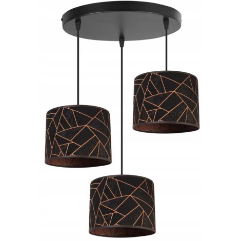 Suspension, lustre, plafonnier, abat-jour à motif cuivre (1/5)