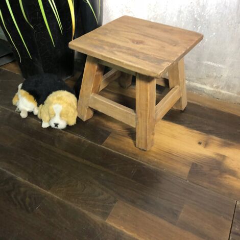 Petit Tabouret Carré Bois Massif 25cm Déco Montagne Chalet Pot De Fleur