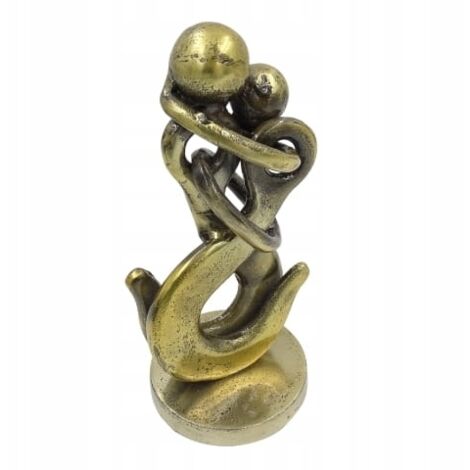 Sculpture En Métal Doré Doigt D'amour - Statue Décoration Moderne 25x15x8 Cm - Cadeau Couple Pour Salon, Bureau