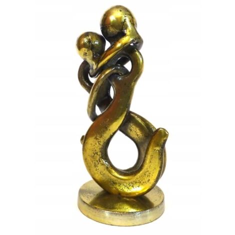 Sculpture Couple Amoureux En Résine Dorée - Figurine Baiser élégante Déco