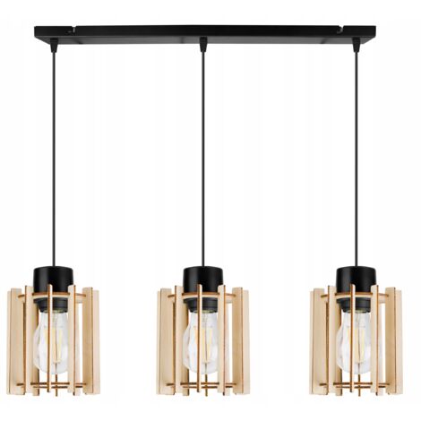 LAMPE SUSPENDU PLAFOND LUSTRE LAMPE EN BOIS ...