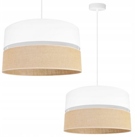 LAMPE SUSPENDU PLAFOND LUSTRE ABAT-JOUR 40 CM BLANC (1/5)