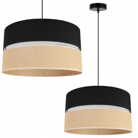 LAMPE SUSPENDU PLAFOND LUSTRE ABAT-JOUR 40CM NOIR (1/5)
