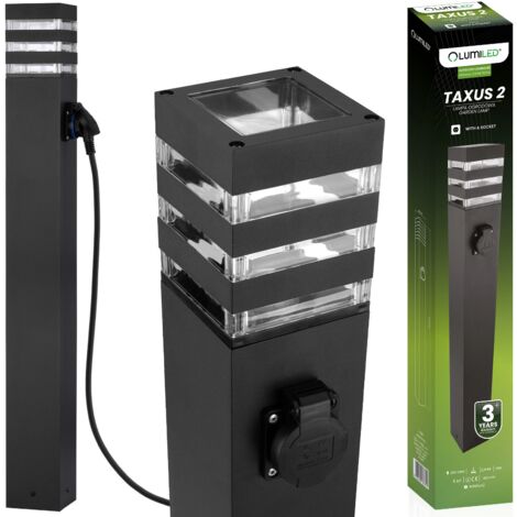 Lampadaire d'extérieur 80 cm – Culot E27 – Alimentation 230 V – Aluminium et polycarbonate – Indice de protection IP44 – Noir mat