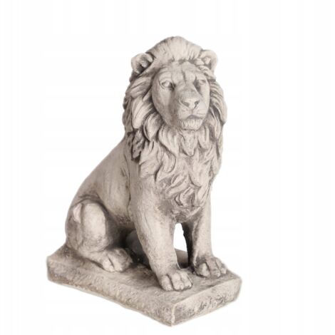 Sculpture lion en béton gris – Statue Art déco 34cm – Décoration intérieure et extérieure – Élément de jardin élégant