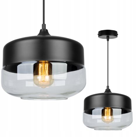 Plafonnier Suspendu B&Q HANNOVER - Verre Orange Rouge Et Chrome Satiné - Neuf