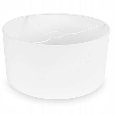 Abat-jour blanc cylindrique 40 cm – Tissu et PVC – Structure métallique – Pour lampadaire suspendu – Ambiance chaleureuse