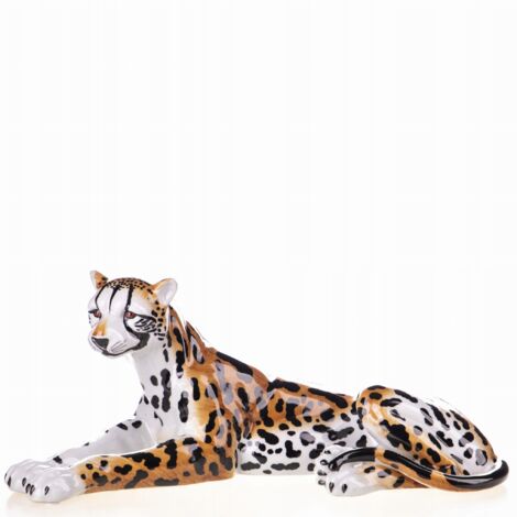 Statuette Guépard En Céramique – Sculpture Animalière – Occasion