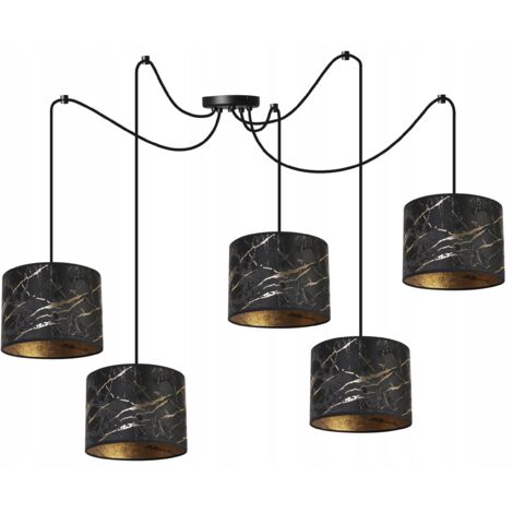 LAMPE DE PLAFOND SUSPENDU MOTIF ARAIGNÉE ABAT-JOUR DORÉ (1/5)