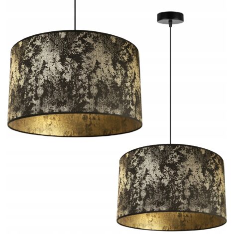 LAMPE SUSPENDU PLAFOND LUSTRE ABAT-JOUR MOTIF DORÉ