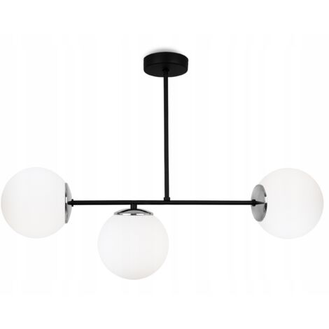 LAMPE SUSPENDU LUSTRE MODERNE À LED AVEC BOULES DE VERRE (1/5)