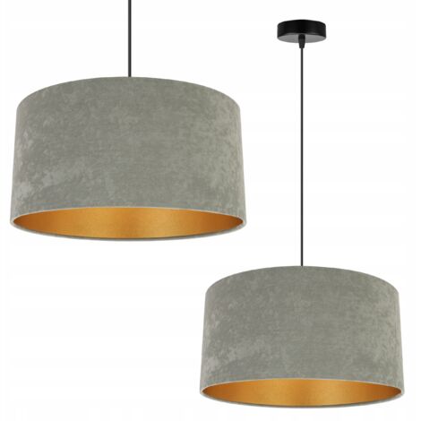 Alpinaluz Suspension De Plafond - Acier Noir Avec Peinture Imitation Bois, Anneau Décoratif Doré, Abat-jour De 30 Cm, Douille E27 - Design élégant