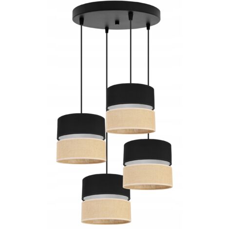 LAMPE SUSPENDU PLAFOND LUSTRE ABAT-JOUR 20CM NOIR (1/5)