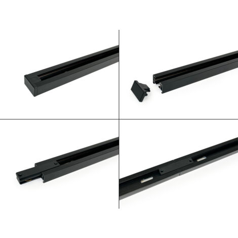 Connecteur pour rails d'éclairage DROIT NOIR TRIPHASÉ Connecteur pour rails d'éclairage DROIT NOIR TRIPHASÉ