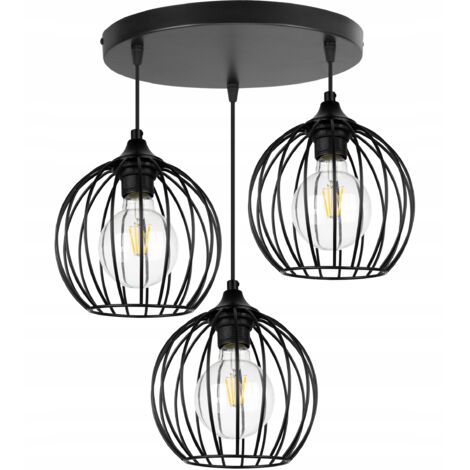 Suspension en fil noir, lustre LED de style loft (1/5)