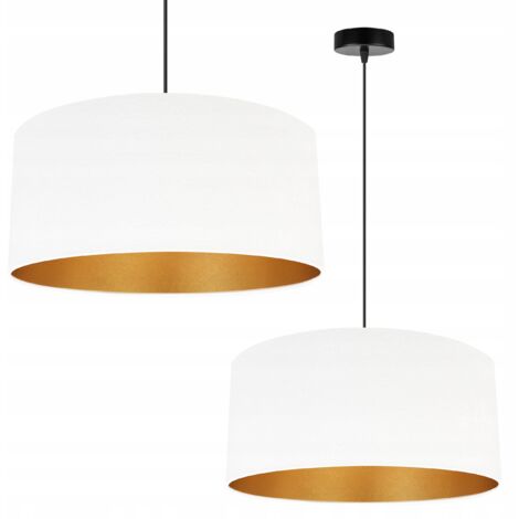 LAMPE SUSPENDU PLAFOND LUSTRE ABAT-JOUR DORÉ VELOURS (1/5)