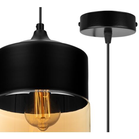 Faro Tatawin Petit plafonnier suspendu noir, orange rougeâtre brillant