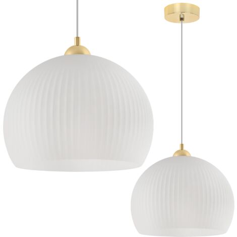 LAMPE SUSPENDU RIFFLE GOLD 1 PL. ABAT-JOUR BLANC GRANDE BOULE E27 (1/5)